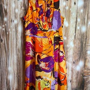 Nanette Lepore Silk Orange Size 4 Printed Shift Knee Length Sleeveless Dress